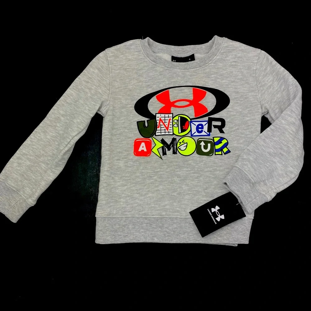 Under Armour Boys Long Sleeve Fleece Sweatshirt, Gray NWT - Picture 1 of 6